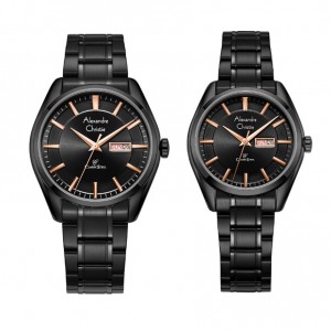 Alexandre Christie AC 8672 Black Rosegold Couple